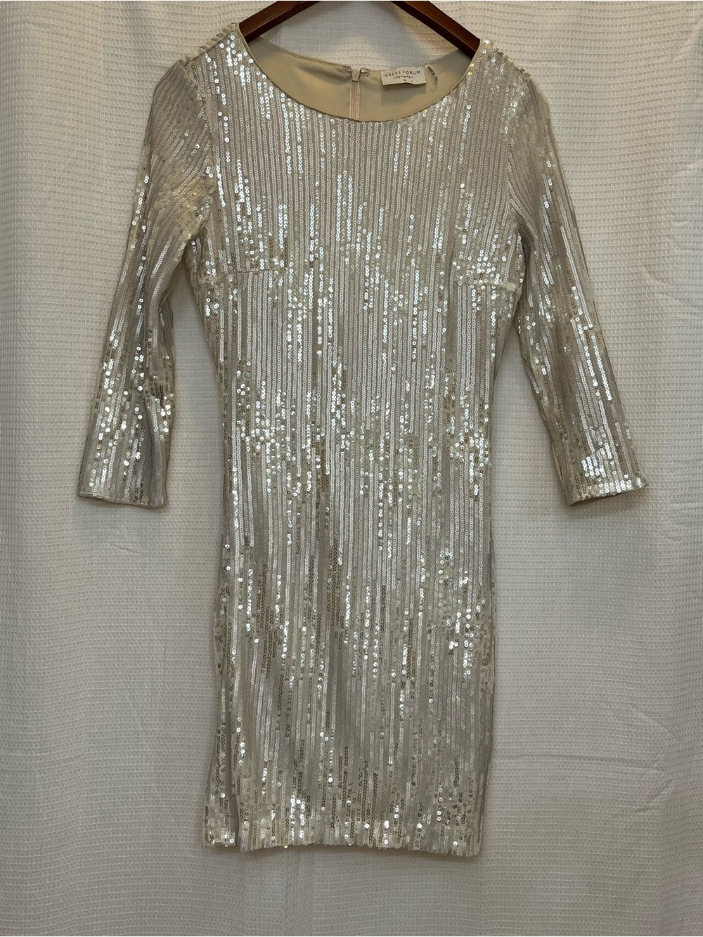 Dress Forum Silver Sequin Long Sleeve Mini Dress